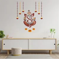 A divine depiction of lord ganesha with blossoms wall sticker RPC2212T38