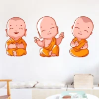Adorable three baby monks wall sticker RPC2440
