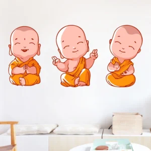 Adorable three baby monks wall sticker RPC2440