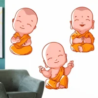 Artistic depiction of baby monks wall sticker RPC2440