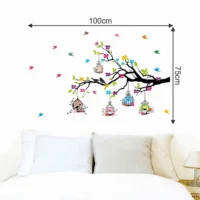 Artistic floral and birdcage wall decor wall sticker RPC2353