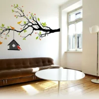 Artistic flower tree with birdcage wall sticker RPC379