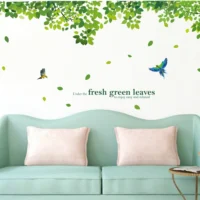 Artistic green tree design with life quotes wall sticker RPC2564