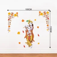 Autumn leaf theme wall sticker with lord krishna RPC1228