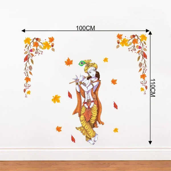 Autumn leaf theme wall sticker with lord krishna RPC1228