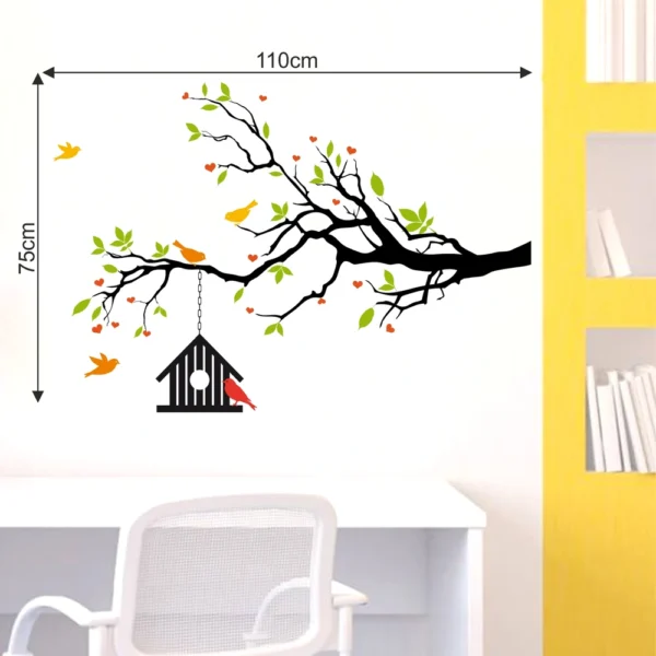 Beautiful floral tree and birdcage wall sticker RPC379