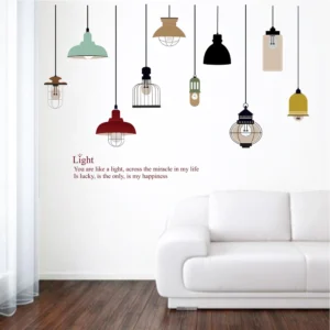 Beautiful wall sticker of hanging lamps with a motivational quote RPCFS6034T38