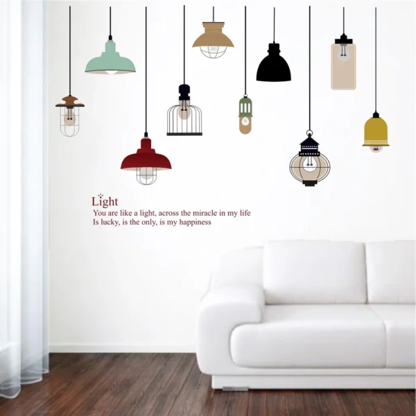 Beautiful wall sticker of hanging lamps with a motivational quote RPCFS6034T38
