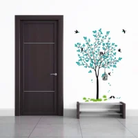 Birds and nest in blue tree design wall sticker RPC2116T50