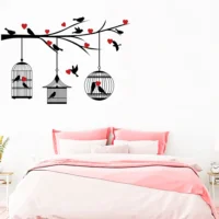 Birds in cage with love tree wall sticker RPC2192T25