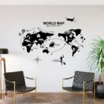 Black world map wall sticker with educational significance RPCFS6035T38
