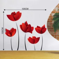 Bold red bloom wall design RPC192