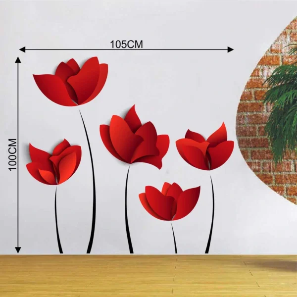 Bold red bloom wall design RPC192