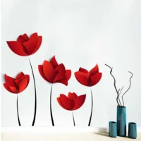 Bright scarlet flower wall sticker RPC192