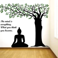 Buddha and tree with mind quote wall sticker RPC1092
