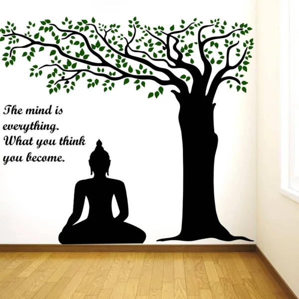 Buddha and tree with mind quote wall sticker RPC1092