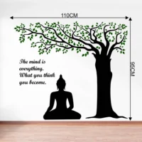 Buddha under tree with inspirational quote wall sticker RPC1092