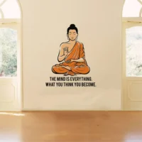 Buddha with mind quote inspirational wall sticker RPC1090