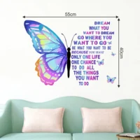 Butterfly wall sticker featuring inspirational quotes DOD2361T50