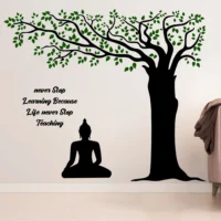 Calm buddha wall decal beneath bodhi tree BBD RPC004