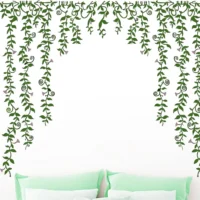 Cascading green vines with flowers wall sticker RPC2441