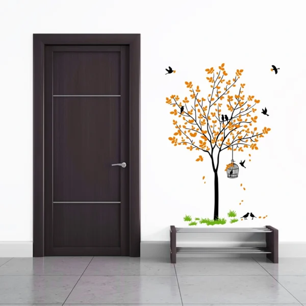 Cheerful orange tree and nest wall decal RPC2118T50