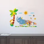 Cheerful wildlife playing scene wall decal RPC2030