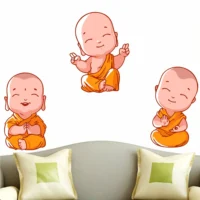 Cute and serene baby monk design wall sticker RPC2440