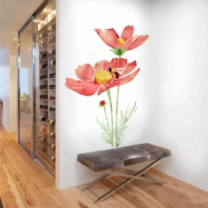 Cute honeybee and red flower wall sticker RPC304
