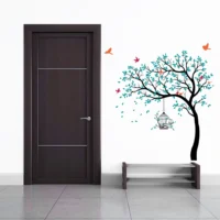 Decorative blue tree with cage wall decal RPC2154T50