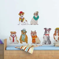 Decorative dog family wall sticker in hipster theme RPC399