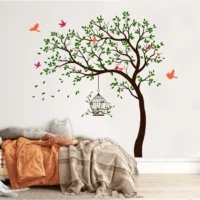 Decorative tree with birds and cage wall sticker RPC2596T38