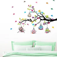 Delicate vines and birdcages wall sticker RPC2353