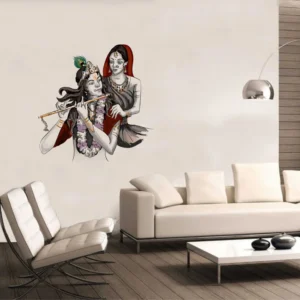 Devotional art of krishna with radha wall sticker RPC342