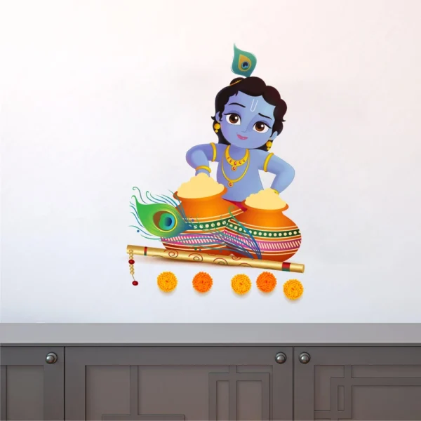 Divine krishna with butter wall sticker RPC1683T50