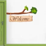 Door decor with tree branch welcome art RPC1882T25