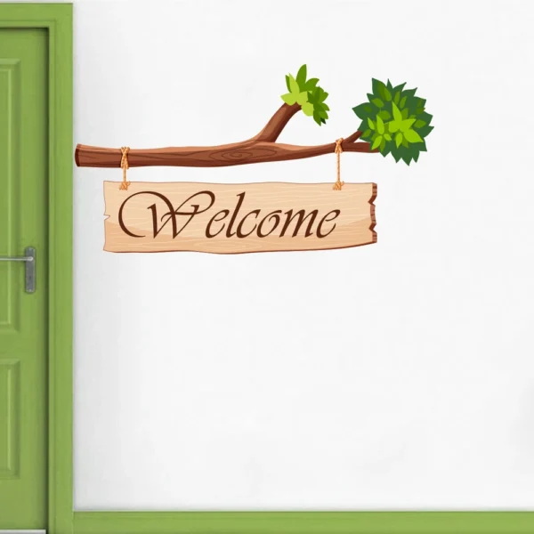 Door decor with tree branch welcome art RPC1882T25