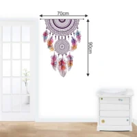 Dreamcatcher wall sticker with boho feathers shivering in the breeze RPCFS6036T50