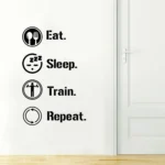 Eat sleep train repeat fitness quote wall sticker RPC1208