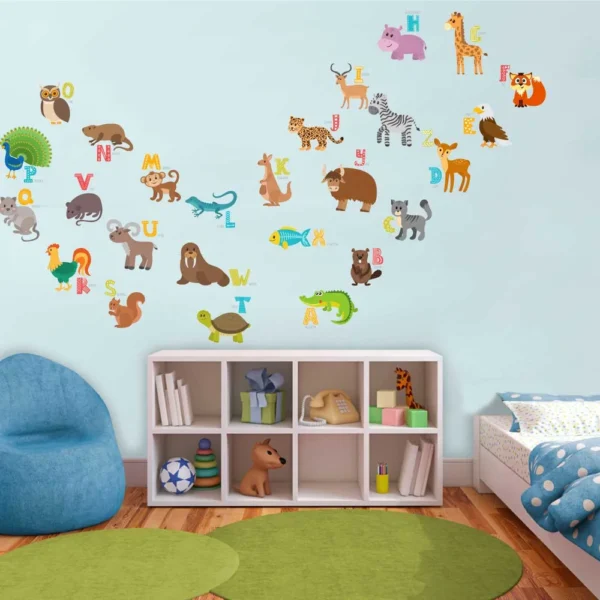 Educational abcd animal names wall sticker RPC216