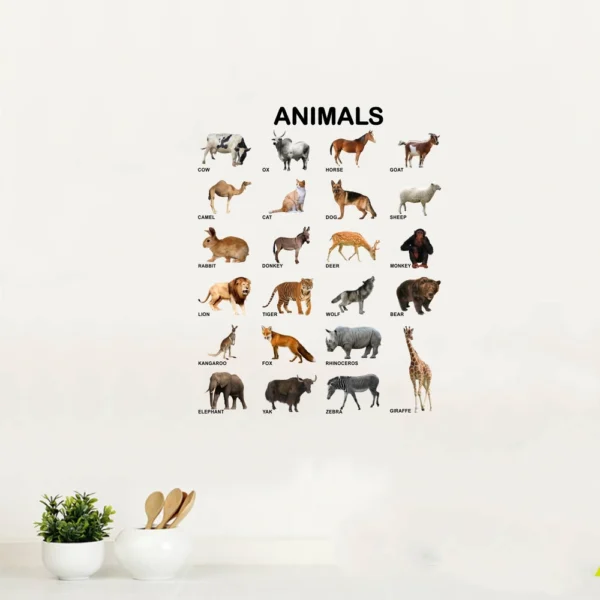 Educational animal name wall sticker for kids RPC1701T38