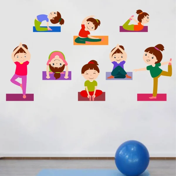 Educational kids yoga design wall sticker RPC764