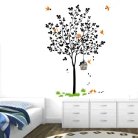 Elegant black tree with birds wall sticker RPC2117T50