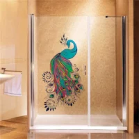 Elegant blue feather peacock wall decal RPC201