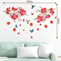 Elegant floral scene with hummingbird wall sticker RPC2205T38