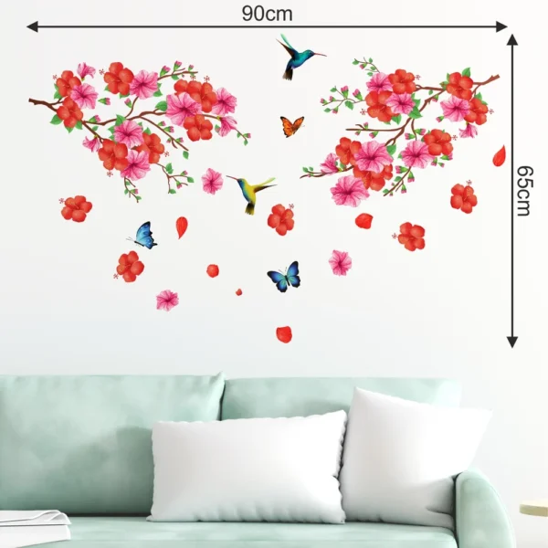 Elegant floral scene with hummingbird wall sticker RPC2205T38