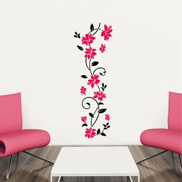 Elegant floral vines in pink wall sticker RPC1781T38