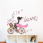 Elegant girl with butterflies wall sticker RPC1670
