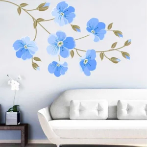 Elegant indigo floral pattern wall sticker RPC195