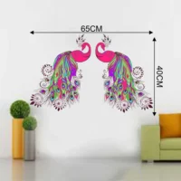 Elegant pink toned peacock pair wall sticker RPC214